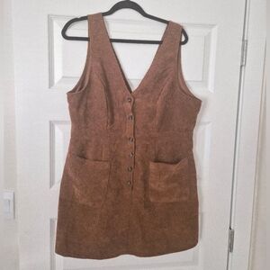 Women’s Brown Corduroy Button-Front Dress